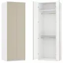 Шкаф распашной Амьен латте 80х232,2х54,5 с 2 полками и 2 штангами ЛДСП каркас белый